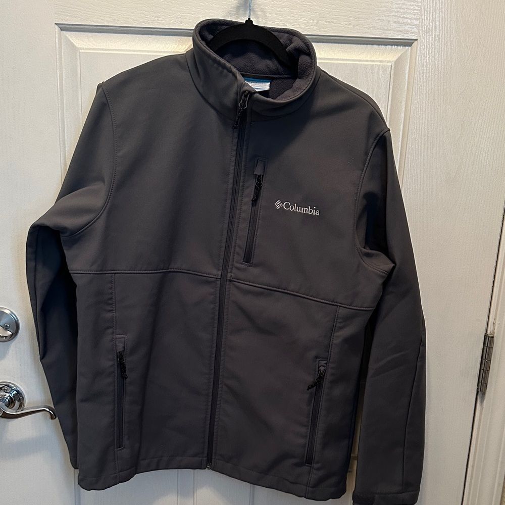 Columbia Men's Charcoal Softshell Jacket Pockets Size M